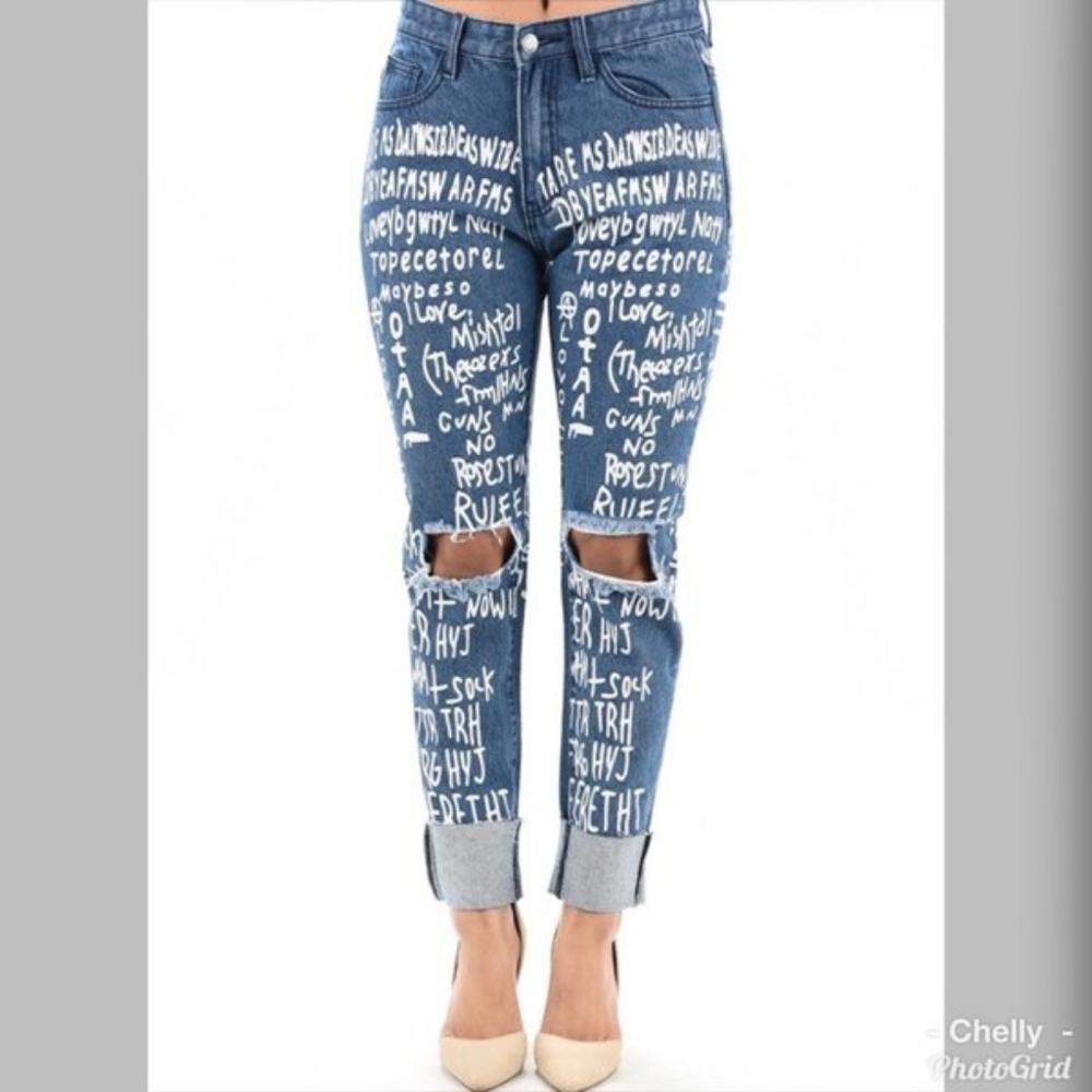 Alphabet Letter Denim Jeans Medium